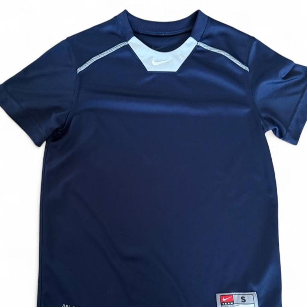 Nike Team Dri-FIT Shirt youth Small Navy Short Sleeve Athletic Training Jersey